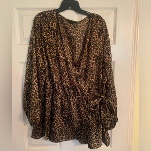Leopard print wrap blouse, size 22, lane Bryant